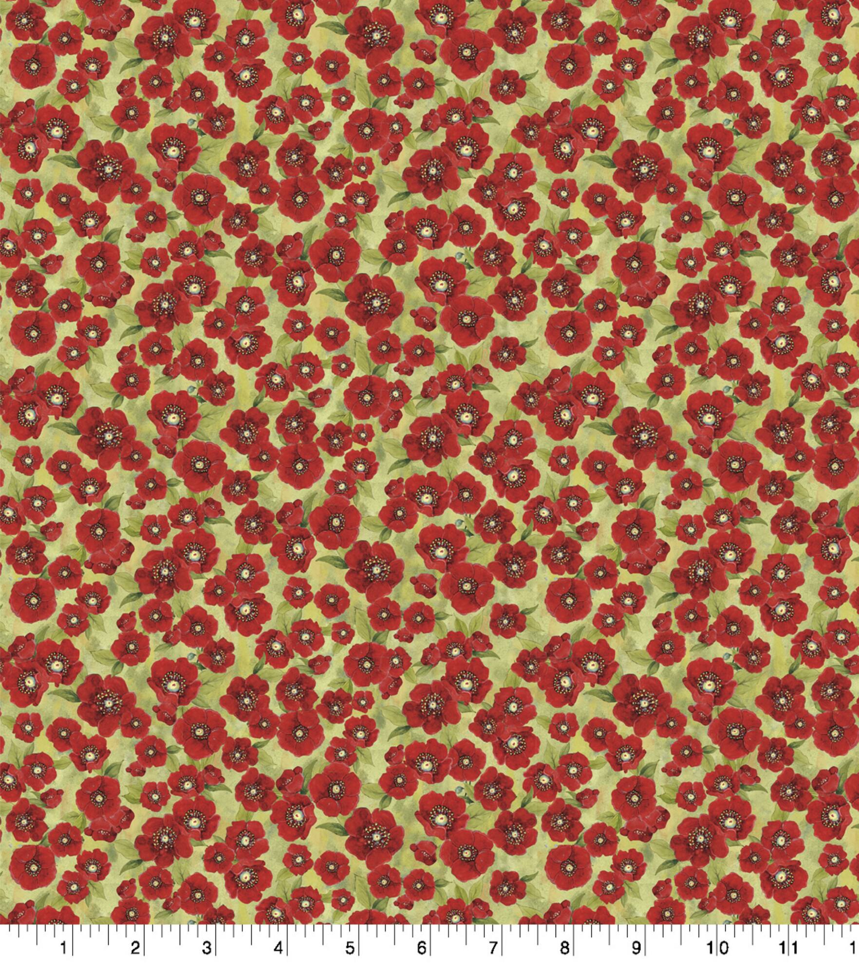 Susan Winget Packed Poppy Cotton Fabric